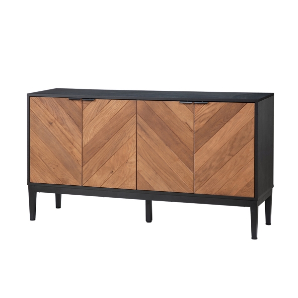 Brown and Black Wood Chevron 4Door Sideboard Kirklands Home