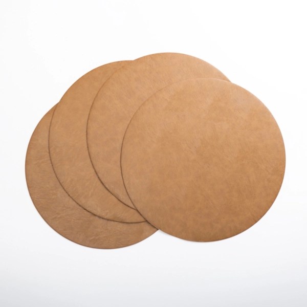 Tan Faux Leather Round Placemats, Set of 4 Kirklands Home