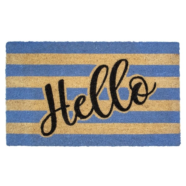 Blue Striped Hello Doormat Kirklands Home