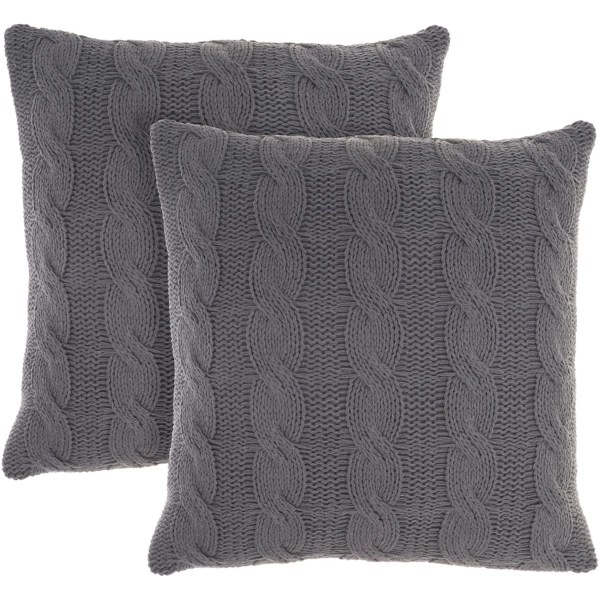 Charcoal Cable Knit Throw Pillows, Set of 2 Kirklands Home