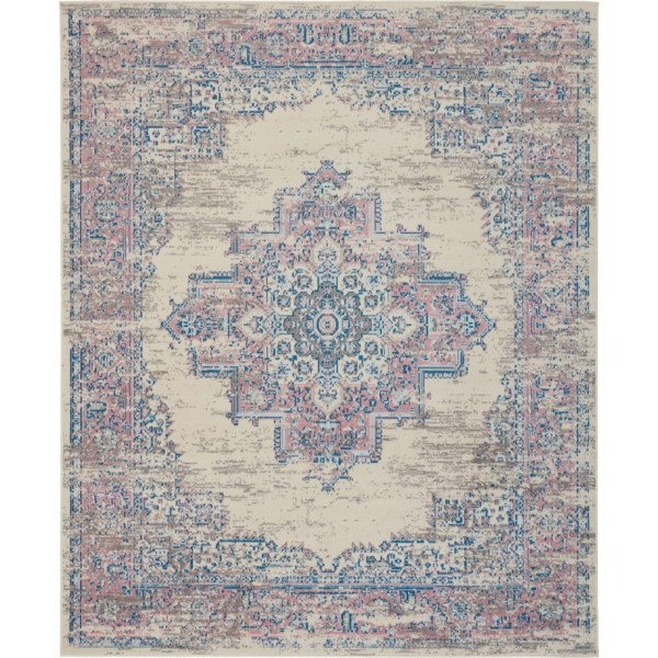 Ivory and Pink Central Medallion Area Rug, 7x9 Kirklands Home