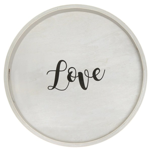 Round Gray Wood Love Tray Kirklands Home