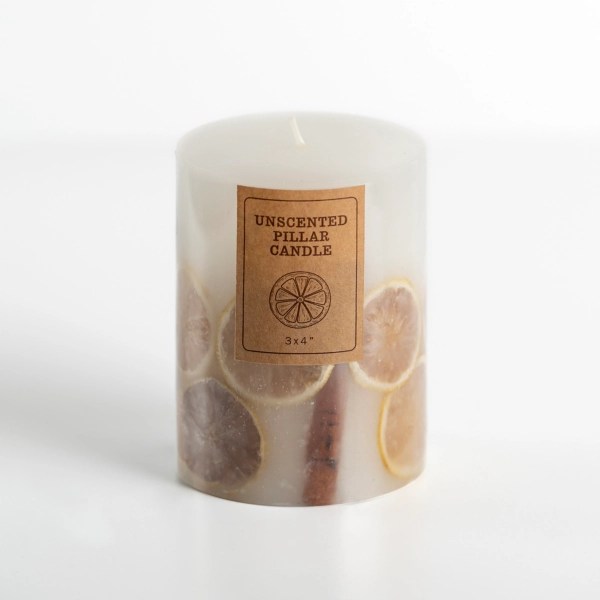 Pressed Citrus Unscented Pillar Candle, 3x4 in. Kirklands Home