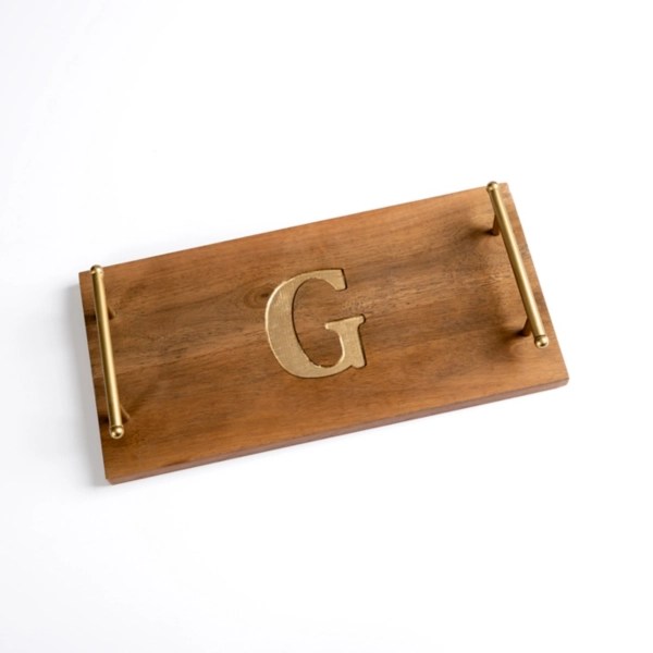 Monogram G Wood Tray with Gold Handles Kirklands Home