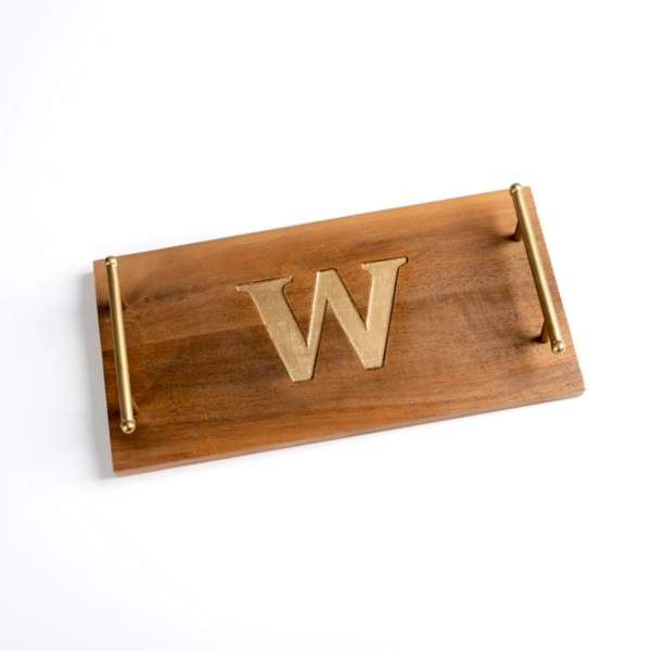 Monogram W Wood Tray with Gold Handles Kirklands Home
