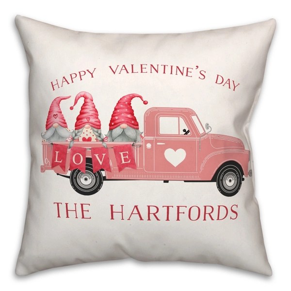Personalized Valentine's Gnome Truck Pillow Kirklands Home
