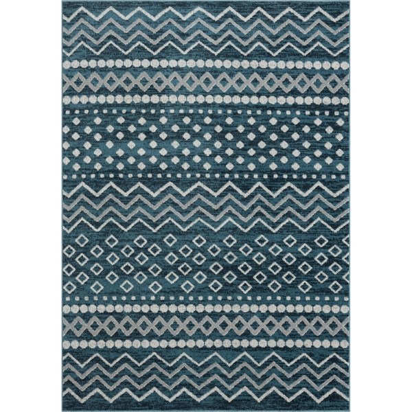 Blue Geometric Stripe Washable Area Rug, 7x9 Kirklands Home