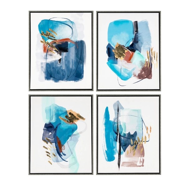 Blue Agate Abstract Canvas Art Prints, Set of 4 Kirklands Home