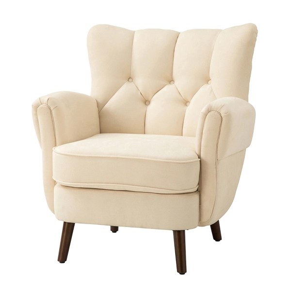 Ivory Upholstered Tufted Wingback Accent Chair Kirklands Home