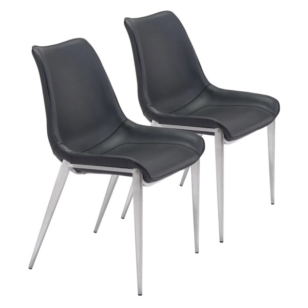 Black Faux Leather Stitch Dining Chairs, Set of 2 Kirklands Home