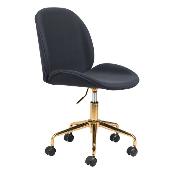 Black Upholstered and Gold Base Office Chair Kirklands Home