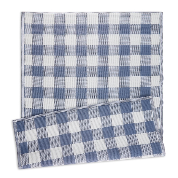 Blue & White Buffalo Check Outdoor Area Rug, 4x6 Kirklands Home