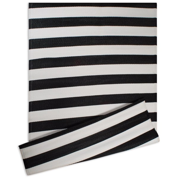 Black and White Rugby Stripe Outdoor Area Rug, 5x8 Kirklands Home