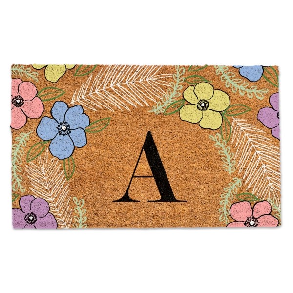 Personalized Monogram Spring Flowers Coir Doormat Kirklands Home