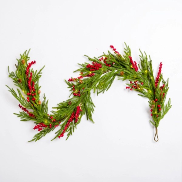 PreLit Norfolk Red Berry Garland Kirklands Home