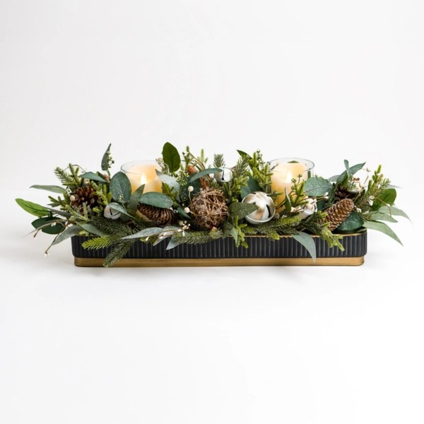 Jingle Bells and Greenery Candle Centerpiece Kirklands Home
