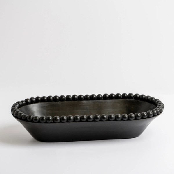 Black Beaded Wood Dough Bowl Kirklands Home