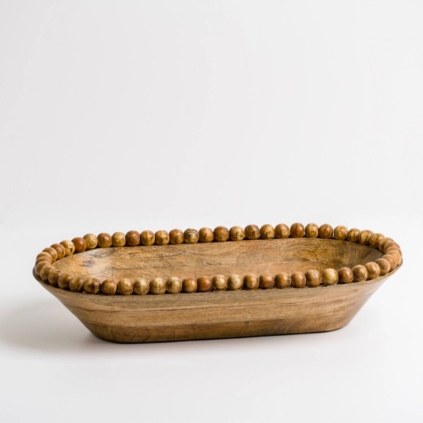 Natural Beaded Wood Dough Bowl Kirklands Home