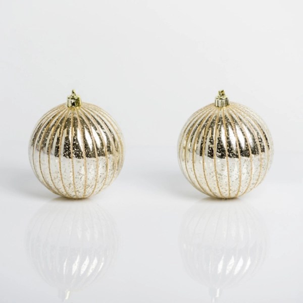 Gold Ridged 4 in. Tree Ornaments, Set of 2 Kirklands Home