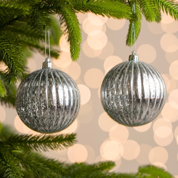 Silver Ridged 4 in. Tree Ornaments, Set of 2 Kirklands Home