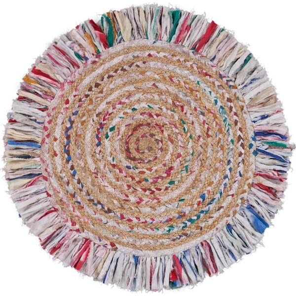 Round Multicolor Braided Jute Area Rug, 3x3 Kirklands Home