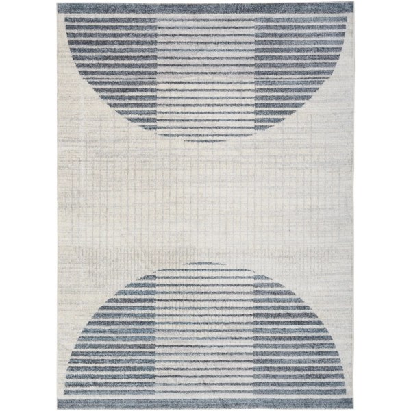 Blue and Ivory Half Moon Washable Area Rug, 5x7 Kirklands Home