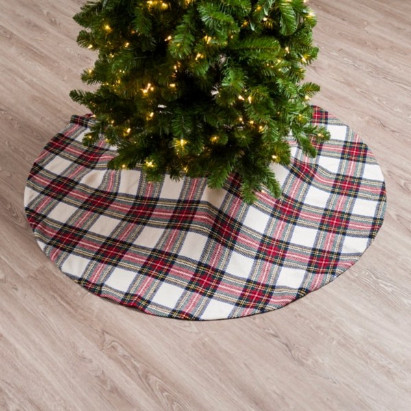 Festive White Plaid Christmas Tree Skirt Kirklands Home
