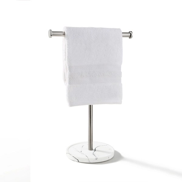 Nickel and White Marble TShape Towel Holder Kirklands Home