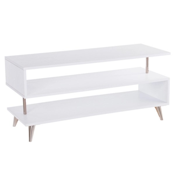 White Modern Shape TV Stand Kirklands Home