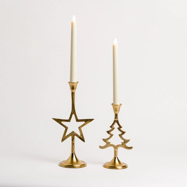 Gold Tree and Star Taper Candle Holders, Set of 2 Kirklands Home