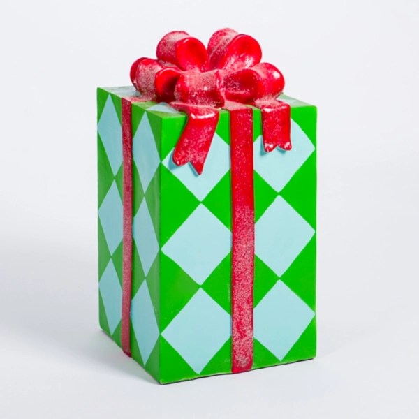 Blue and Green Diamond Christmas Present Statue Kirklands Home