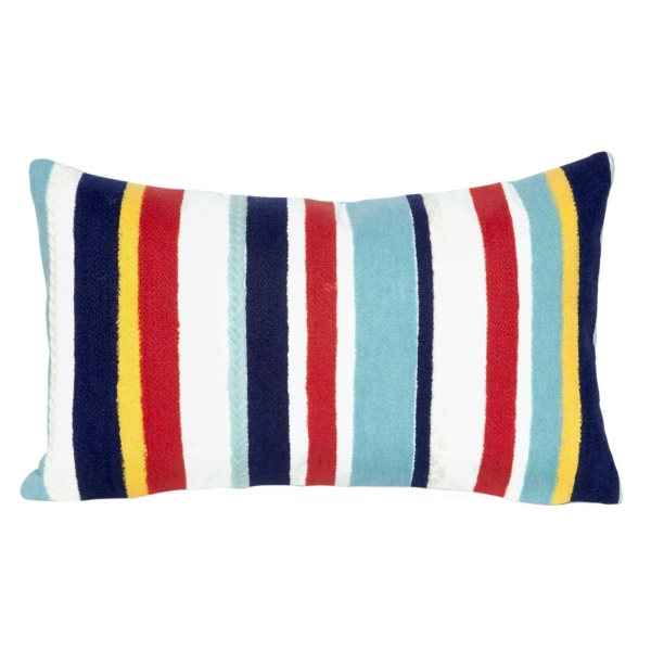Blue & Red Lamontage Stripe Outdoor Lumbar Pillow Kirklands Home