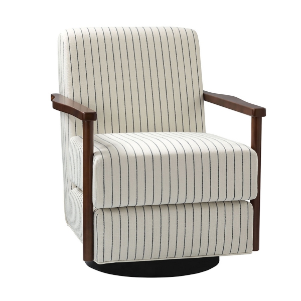 White Striped Swivel Accent Chair Kirklands Home