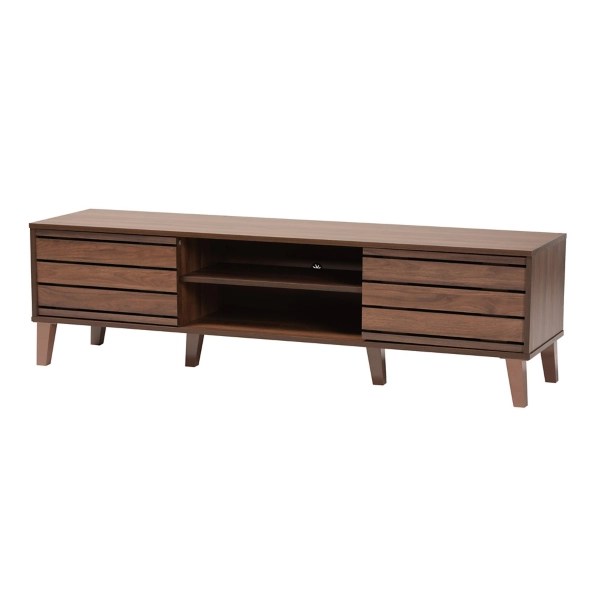 Brown Wood Slatted Midcentury TV Stand Kirklands Home