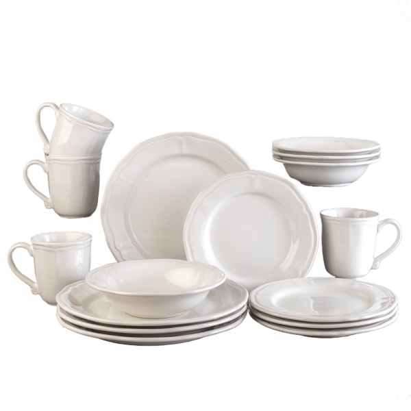Cream Ceramic Soft Scallop 16pc. Dinnerware Set Kirklands Home