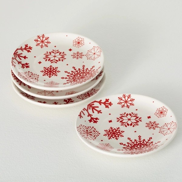 Red Snowflake Plates, Set of 4 Kirklands Home