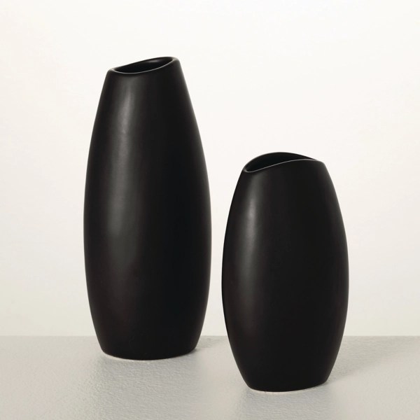 Modern Matte Black Ceramic Vases, Set of 2 Kirklands Home