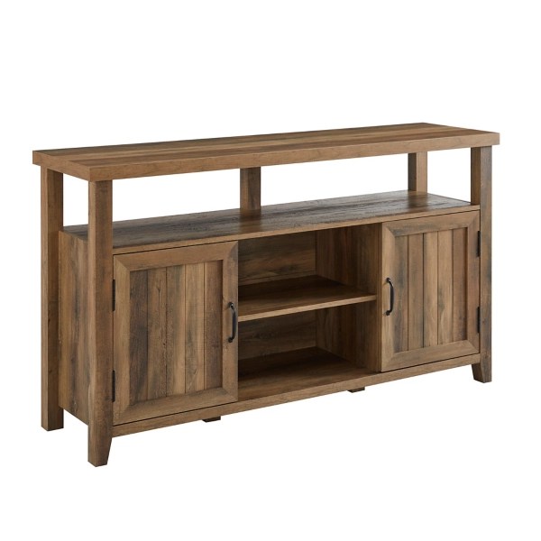 Rustic Oak Grooved Door Highboy TV Stand Kirklands Home