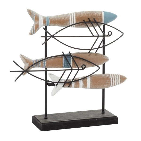 Wood and Metal Stand Fish Sculpture Kirklands Home