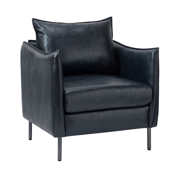Navy Flange Square Faux Leather Accent Chair Kirklands Home