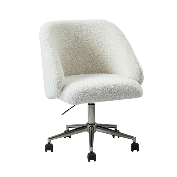 White Sherpa Upholstered Swivel Office Chair Kirklands Home