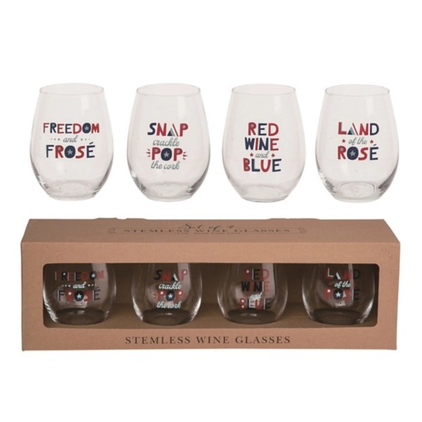 Patriotic Stemless Wine Glasses, Set of 4 Kirklands Home