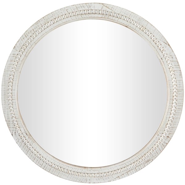 Round Whitewash Beaded Wall Mirror Kirklands Home