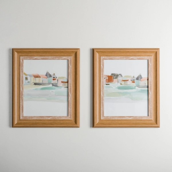 Pastel Beach Houses Framed Art Prints, Set of 2 Kirklands Home