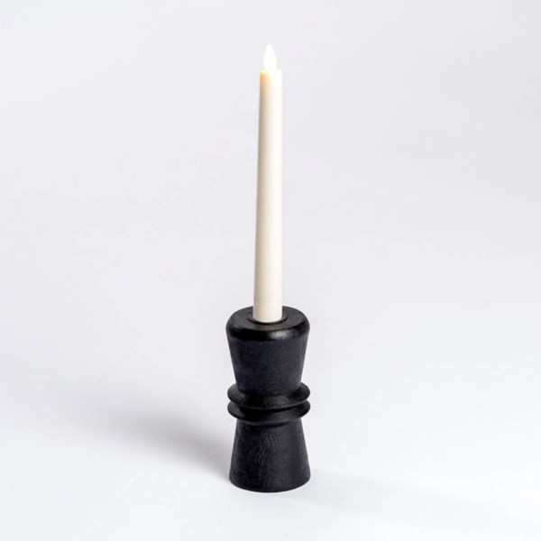 Black Modern Wood Taper Candle Holder, 6 in. Kirklands Home