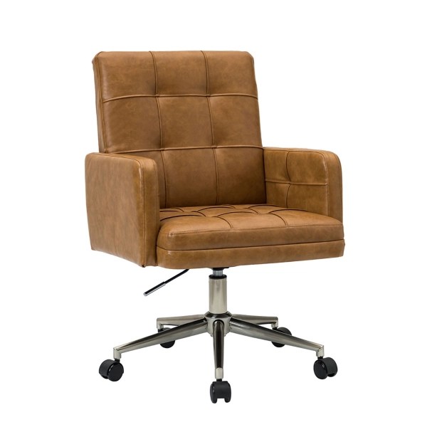 Camel Tufted Faux Leather Swivel Office Chair Kirklands Home