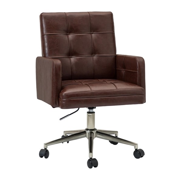 Espresso Tufted Faux Leather Swivel Office Chair Kirklands Home