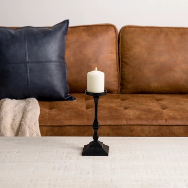 Black Cast Iron Pillar Candle Holder, 13 in. Kirklands Home