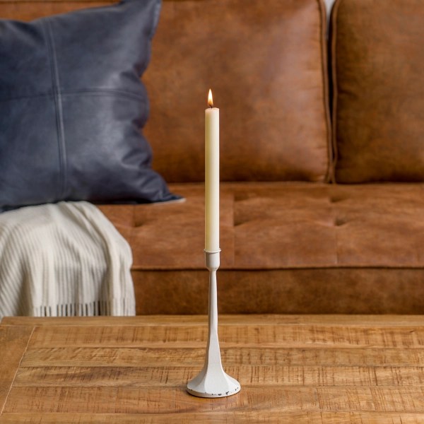 White Cast Iron Taper Candle Holder, 9 in. Kirklands Home