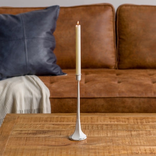 White Cast Iron Taper Candle Holder, 12 in. Kirklands Home